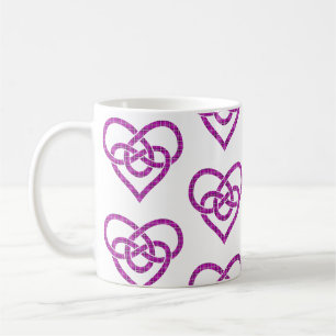 Keltischer Knoten Herzform Kariert Rosa Lila Kaffeetasse