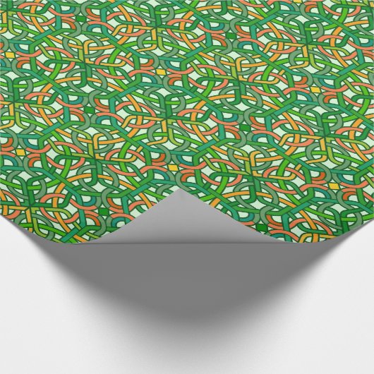 Keltischer Knoten-irisches Borten-Muster-Grün Geschenkpapier (Ecke)