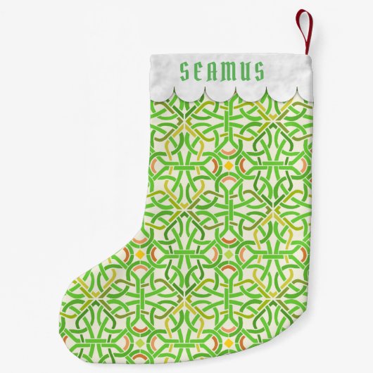 Keltischer Knoten-irisches Borten-Muster-Grün Kleiner Weihnachtsstrumpf (Rückseite)