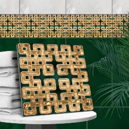 Keltischer Knoten - Malachit und Gold Fliese