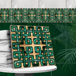 Keltischer Knoten - Malachit und Gold Fliese