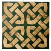 Keltischer Knoten - Malachit und Gold Fliese (Vorderseite)