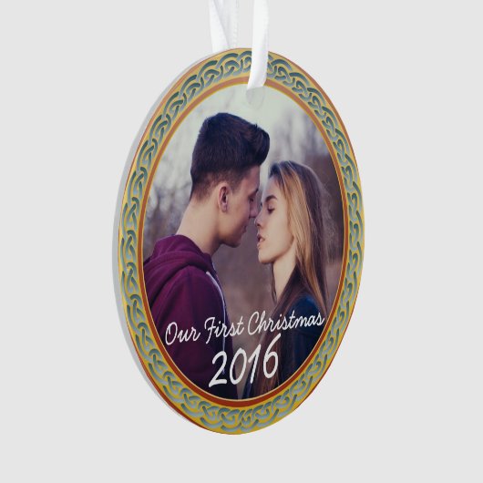 Keltischer Knoten-Rahmen u. "unser erstes Ornament (Vorderseite)