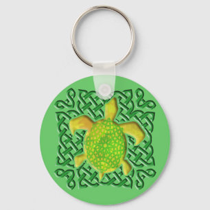 Keltischer Knoten-Schildkröte-(grüner) Schlüsselanhänger