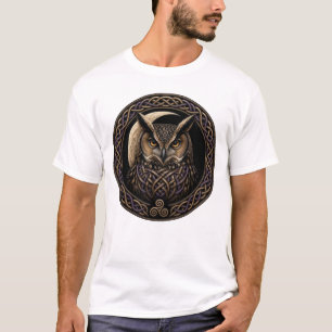 Keltischer Knoten-Uhu und Halbmond T-Shirt