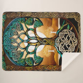 Keltischer Knotenbaum Sonnenuntergang Sherpa Blank Sherpadecke (Vorderseite (Horizontal))