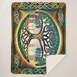 Keltischer Knotenbaum Sonnenuntergang Sherpa Blank Sherpadecke