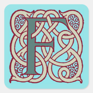 Keltischer Knotenbuchstabe Initiale Monogramm F Quadratischer Aufkleber