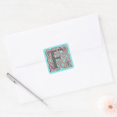 Keltischer Knotenbuchstabe Initiale Monogramm F Quadratischer Aufkleber (Umschlag)