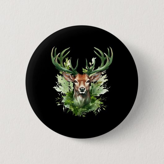 Keltischer Knotenhirsch Irischer Elch Grün St. Pat Button (Vorderseite)