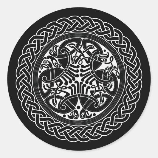 keltischer Knotring mit Vögeln Runder Aufkleber (Vorderseite)