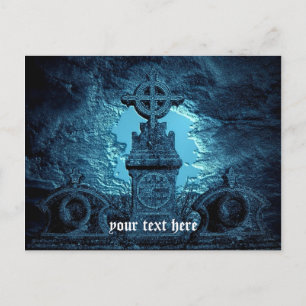 Keltischer kreuzgefliester Grabstein in blau Postkarte