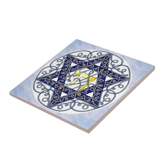 Keltischer Kunst-Davidsstern Fliese (Seite)