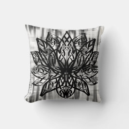 Keltischer Lotus-Mandala – minimalistisches Schwar Kissen