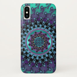 Keltischer Mandala auf buntem Fraktal-Kasten für Case-Mate iPhone Hülle