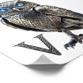 Keltischer mechanischer silberner Steampunk-Vogel Poster (Ecke)