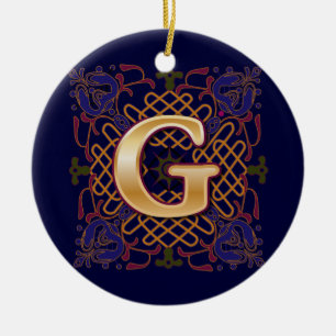 Keltischer Monogramm-Buchstabe G Keramik Ornament