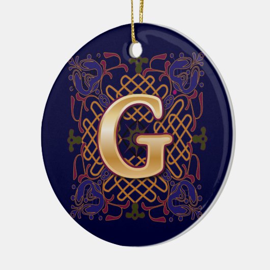 Keltischer Monogramm-Buchstabe G Keramik Ornament (Links)