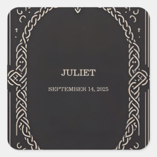 Keltischer nordischer Spaß mittelalterliche Schrif Quadratischer Aufkleber