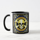 Keltischer Schädelkreuz/Design Gold/Schwarz/Blau Tasse (Links)