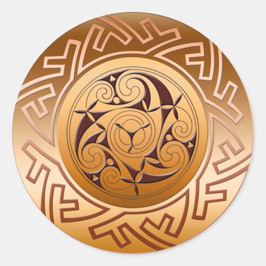 Keltischer Schlüssel und Spiral Runder Aufkleber (Vorderseite)
