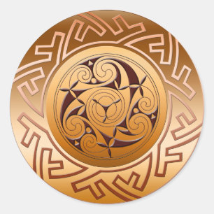 Keltischer Schlüssel und Spirale Runder Aufkleber