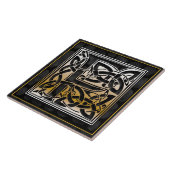 Keltischer schwarzer Stein F Monogramm Anfangsfoli Fliese (Seite)