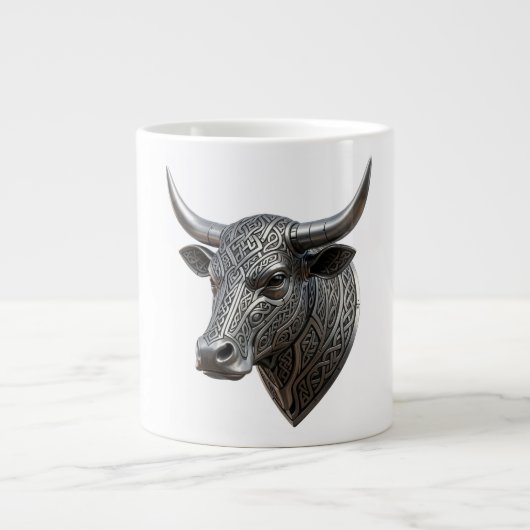 Keltischer Silber Stierkopf Wikinger Keltisch Jumbo-Tasse (Vorderseite)