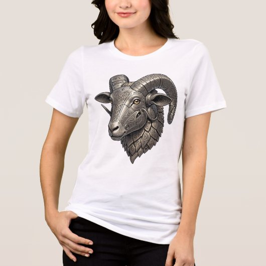 Keltischer Silber Widderkopf mit Knotenmustern Tri-Blend Shirt (Vorderseite)