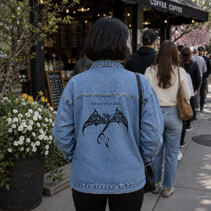 Keltischer Stammesdrache Knotenwerk Schwarz Weiß F Jeansjacke
