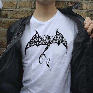 Keltischer Stammesdrache Knotenwerk Schwarz Weiß F T-Shirt