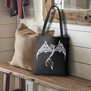 Keltischer Stammesdrache Knotenwerk Schwarz Weiß F Tasche