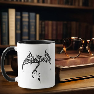 Keltischer Stammesdrache Knotenwerk Schwarz Weiß F Tasse