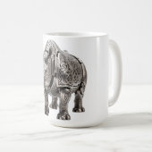 Keltischer starker silberner Rhinozeros mit kompli Kaffeetasse (VorderseiteRechts)