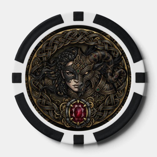 Keltischer Steampunk-Krieger. Pokerchips (Vorderseite)