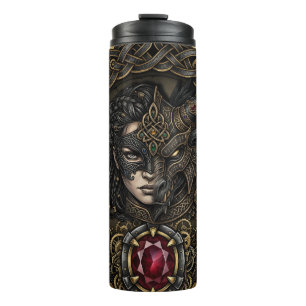 Keltischer Steampunk-Krieger. Thermosbecher