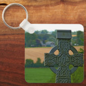 Keltischer Stein-Kreuz in Irland, irische Flagge Schlüsselanhänger (Vorderseite)