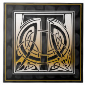 Keltischer Stein T Monogramm Extravagante Tile Fliese (Vorderseite)