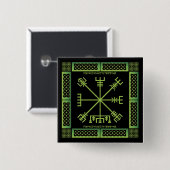 Keltischer Vegvisir-Button (Quadratisch) Button (Vorne & Hinten)