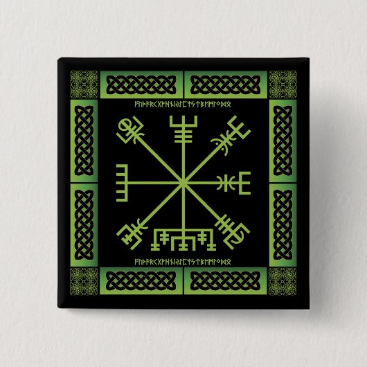 Keltischer Vegvisir-Button (Quadratisch) Button (Vorderseite)