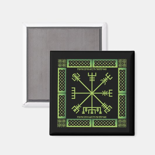 Keltischer Vegvisir-Magnet (Quadrat) Magnet (Vorderseite/Rückseite)