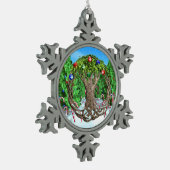 Keltischer Weihnachtsbaum Schneeflocken Zinn-Ornament (Links)