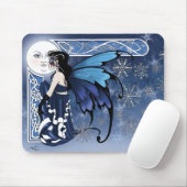 Keltischer Wintermond Feenblauer Schneeflocken Fan Mousepad (Mit Mouse)
