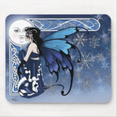 Keltischer Wintermond Feenblauer Schneeflocken Fan Mousepad (Vorne)