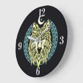 Keltischer Wolf Große Wanduhr (Winkel)