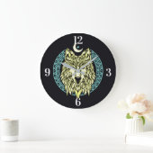 Keltischer Wolf Große Wanduhr (Zuhause)