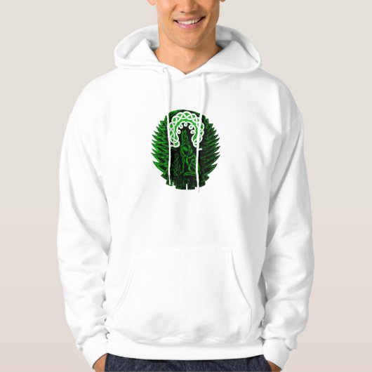 Keltischer Wolf/Mond, grün Hoodie (Vorderseite)