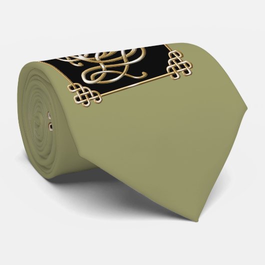 Keltischer Wolf - Schwarzer Hintergrund Krawatte (Gerollt)