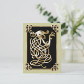 Keltischer Wolf - Schwarzer Hintergrund Postkarte (Stehend Vorderseite)