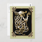 Keltischer Wolf - Schwarzer Hintergrund Postkarte (Vorne/Hinten)